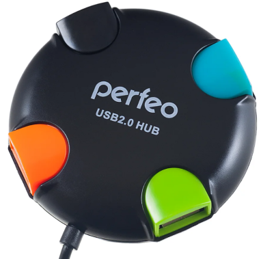 Концентратор USB 2.0 Perfeo (PF_4283) (PF-VI-H020) черный - фото в интернет-магазине Арктика