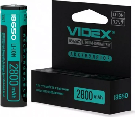 Аккумулятор Videx 18650 2800 mAh 1 шт - фото в интернет-магазине Арктика