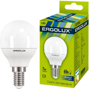 Лампа светодиодная Ergolux LED-G45-7w-E14-6K - фото в интернет-магазине Арктика