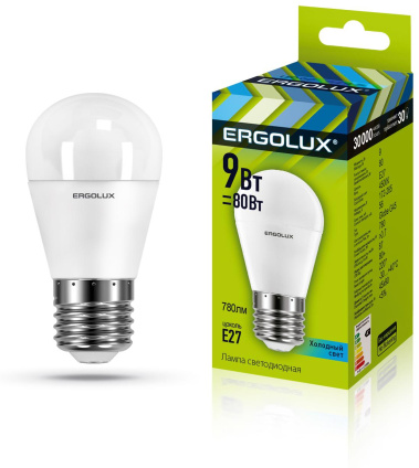 Лампа светодиодная Ergolux LED-G45-9w-E27-4K - фото в интернет-магазине Арктика