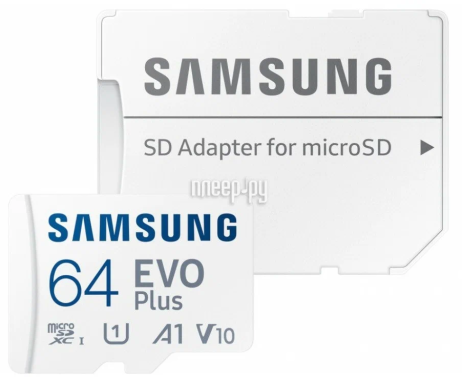 Флеш Samsung 64Gb MicroSDXC EVO Plus + (MB-MC64KA/RU) class 10 + адаптер - фото в интернет-магазине Арктика