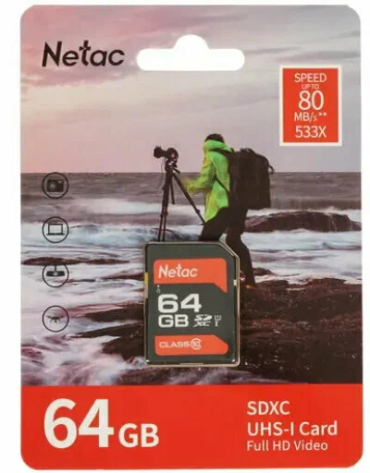 Флеш Netac 64Gb SDHC P600 (NT02P600STN-064G-R)  - фото в интернет-магазине Арктика