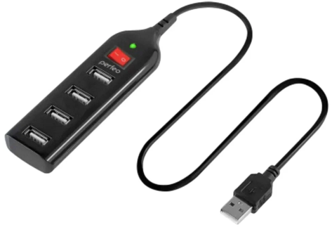 Концентратор USB 2.0 Perfeo (PF_A4884) (PF-HYD-6001H) (черный) - фото в интернет-магазине Арктика