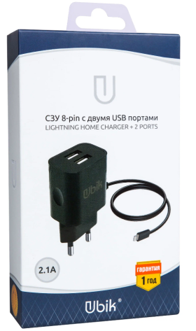 Зарядное устройство для Lightning Ubik UHP22L черное (02188) - фото в интернет-магазине Арктика