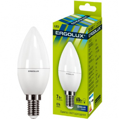 Лампа светодиодная Ergolux LED-C35-7w-E14-6K - фото в интернет-магазине Арктика