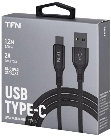 Кабель TFN USB-Type-C 1.2m Black (TFN-C-BLZ-AC1M-BK) - фото в интернет-магазине Арктика