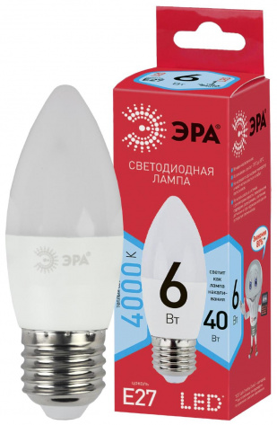 Лампа светодиодная ЭРА ECO LED B35-6w-840-E27 - фото в интернет-магазине Арктика