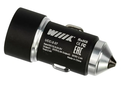 Зарядное устройство авто Wiiix UCC-2-37 2.4A+2.4A универсальное черный - фото в интернет-магазине Арктика