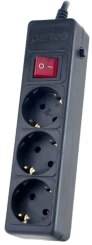 Сетевой фильтр Perfeo Power+ PF_A4666, 3,0м, 3 розетки, черный (PF-PP-3/3,0-B) - каталог товаров магазина Арктика