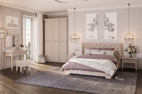 Спальня "Кантри" (КА-200.24) шкаф для одежды (Кашемир серый) - Ангстрем - фото в интернет-магазине Арктика