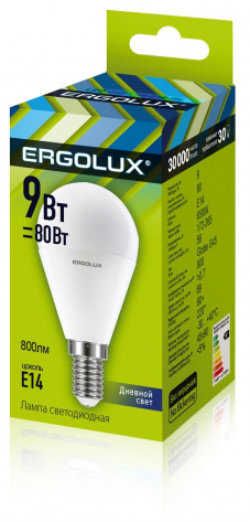 Лампа светодиодная Ergolux LED-G45-9w-E14-6K - фото в интернет-магазине Арктика
