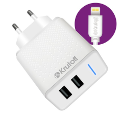 Зарядное устройство для USB Krutoff CH-07L Lighting белый (03578) - каталог товаров магазина Арктика