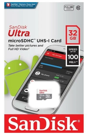 Флеш Sandisk 32Gb MicroSDHC (SDSQUNR-032G-GN3MN) class 10 - фото в интернет-магазине Арктика