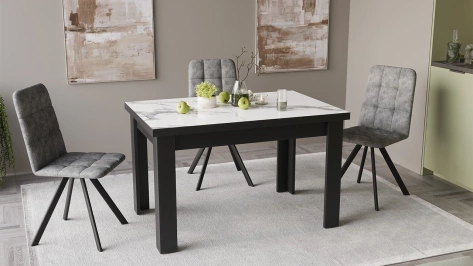 Стол обеденный "Хьюстон" Т2 (Черный/Белый мрамор) - Три Я - фото в интернет-магазине Арктика