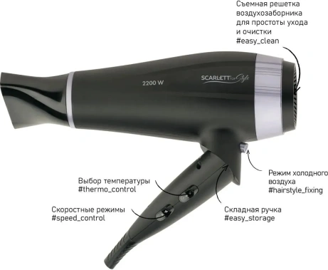 Фен Scarlett SC-HD70IT12 - фото в интернет-магазине Арктика