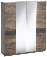 Спальня "Глазго" шкаф 4-х дверн БЕЗ обрамл (Таксония/метал бруклин) - Мебельград - каталог товаров магазина Арктика