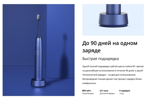 Зубная щетка Realme M1 Sonic Electric Toothbrush синий (RMH2012) - фото в интернет-магазине Арктика