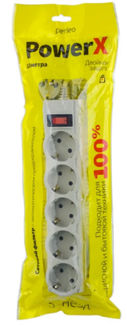 Сетевой фильтр Perfeo 5р PF_A4719 (серый) 5,0 м. (POWERX) - фото в интернет-магазине Арктика