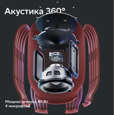 Умная колонка SberBoom Салют 40Вт (SBDV-00090T) красная - фото в интернет-магазине Арктика