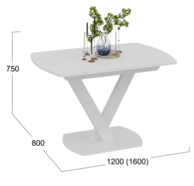 Стол обеденный "Салерно" Тип 1 (белый муар/стекло матовое белое) - Три Я - фото в интернет-магазине Арктика