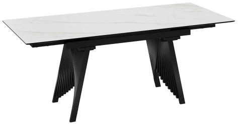 Стол обеденный "Шелдон" тип 1 (черный муар/керамика матовая белый мрамор) - Три Я - фото в интернет-магазине Арктика