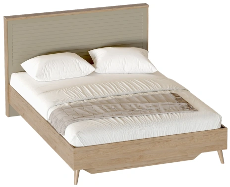 Спальня "Гавана" кровать 160*200 (дуб натуральный светлый/светло-серый софт) - Мебельград - фото в интернет-магазине Арктика