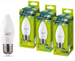 Лампа светодиодная Ergolux LED-C35-7w-E27-4K - каталог товаров магазина Арктика