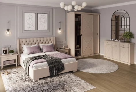 Спальня "Кантри" (КА-104.11) комод (Кашемир серый) - Ангстрем - фото в интернет-магазине Арктика