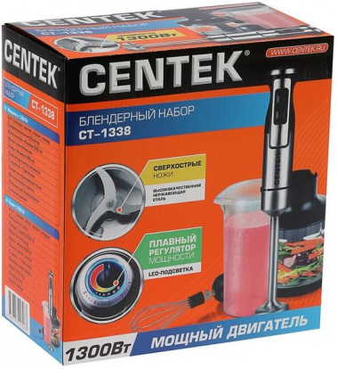 Блендер Centek CT-1338 черный/сталь - фото в интернет-магазине Арктика