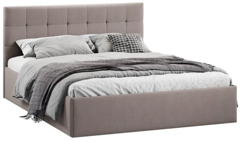 Спальня "Джоли" кровать 160*200 с мех тип 1 (основание ИП462-02/заглушина тип 2/велюр мокко темный) - Три Я - фото в интернет-магазине Арктика