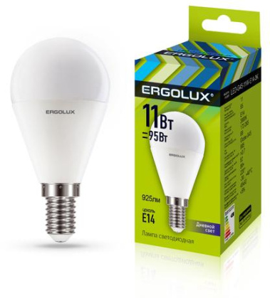 Лампа светодиодная Ergolux LED-G45-11w-E14-6K - фото в интернет-магазине Арктика