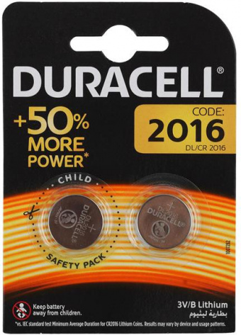 Батарейка Duracell CR2016-2BL 2 шт - фото в интернет-магазине Арктика