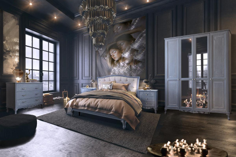 Спальня "Флорентина" 2677 БМ851 кровать 180*200 (голубой агат) - Пинскдрев - фото в интернет-магазине Арктика