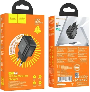 Зарядное устройство сетевое Hoco N32 30W Black (PD+QC+AFC) USB Type-C - фото в интернет-магазине Арктика