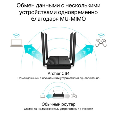 Маршрутизатор TP-Link Archer C64 AC1200 - фото в интернет-магазине Арктика