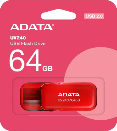 Флеш диск A-Data 64Gb UV240 (AUV240-64G-RRD) (красная) - фото в интернет-магазине Арктика