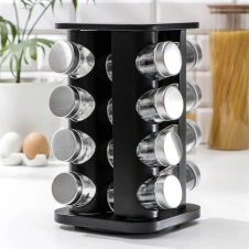 Набор д/специй на подставке 16 пред "Шеф" квадратная 16х16х28 см, цвет черный 6947338 - Сима-ленд - каталог товаров магазина Арктика