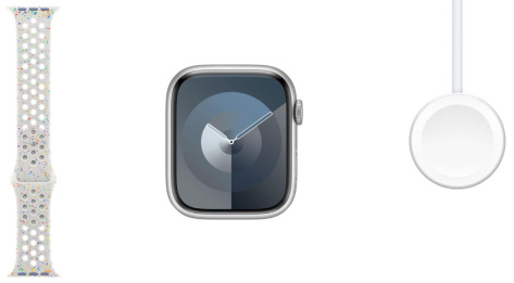 Смарт-часы Apple Watch S9 41mm Silver (серебро) Nike SB Pure Platinum (белый) 130-180 (MR9M3) - фото в интернет-магазине Арктика