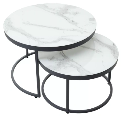Стол журнальный "Эрвин" 2 шт (Белый мрамор/графит) - М-Сити - фото в интернет-магазине Арктика
