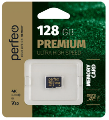Флеш Perfeo 128Gb microSD class 10 (PF128GMCSX10V30)  - каталог товаров магазина Арктика