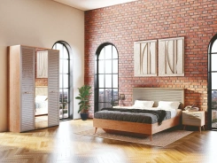 Спальня "Гавана" (дуб натуральный светлый/светло-серый софт) - Мебельград - каталог товаров магазина Арктика