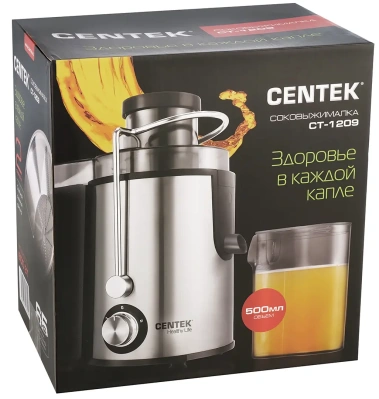 Соковыжималка Centek CT-1209 (черный, сталь) - фото в интернет-магазине Арктика