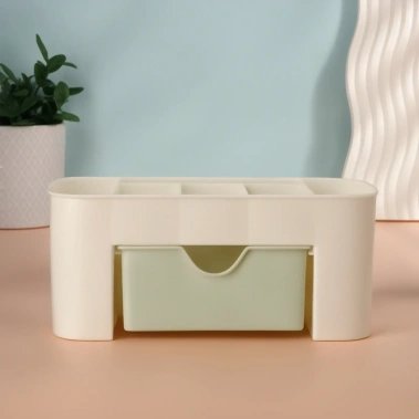 Органайзер 2-х уровн 6секц с ящик 21*10.5*9см пластик беж/зелён накл QF 4430889 - Сима-ленд - фото в интернет-магазине Арктика