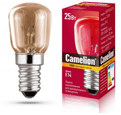Лампа накаливания Camelion 25/P/CL/E14 для холод. и шв. машин - фото в интернет-магазине Арктика