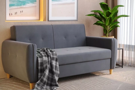 Диван "Лайм" 03 (серый велюр) - Столлайн - фото в интернет-магазине Арктика