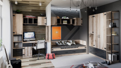 Детская "Окланд" (Фон черный/дуб делано) - каталог товаров магазина Арктика