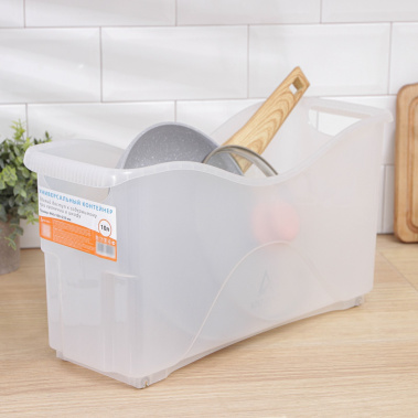 Контейнер д/хранения10л на колесах прямоуг, цвет белый 4652029 - Сима-ленд - фото в интернет-магазине Арктика