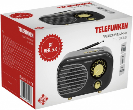 Радиоприемник Telefunken TF-1682UB Black Gold - фото в интернет-магазине Арктика