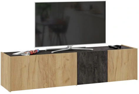 Тумба под ТВ "Рокс" тип 1 (дуб крафт золотой/каменный уголь) - Три Я - фото в интернет-магазине Арктика