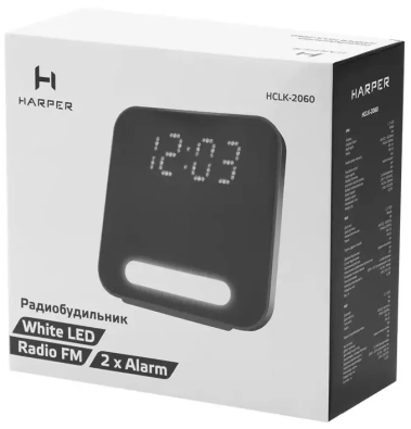 Радиочасы Harper HCLK-2060 black/black - фото в интернет-магазине Арктика